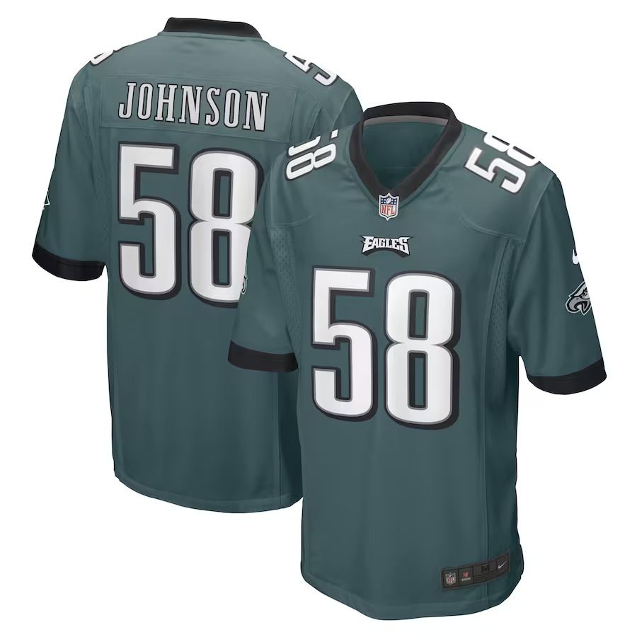 Men Philadelphia Eagles 58 Kyron Johnson Nike Midnight Green Game Player NFL Jersey